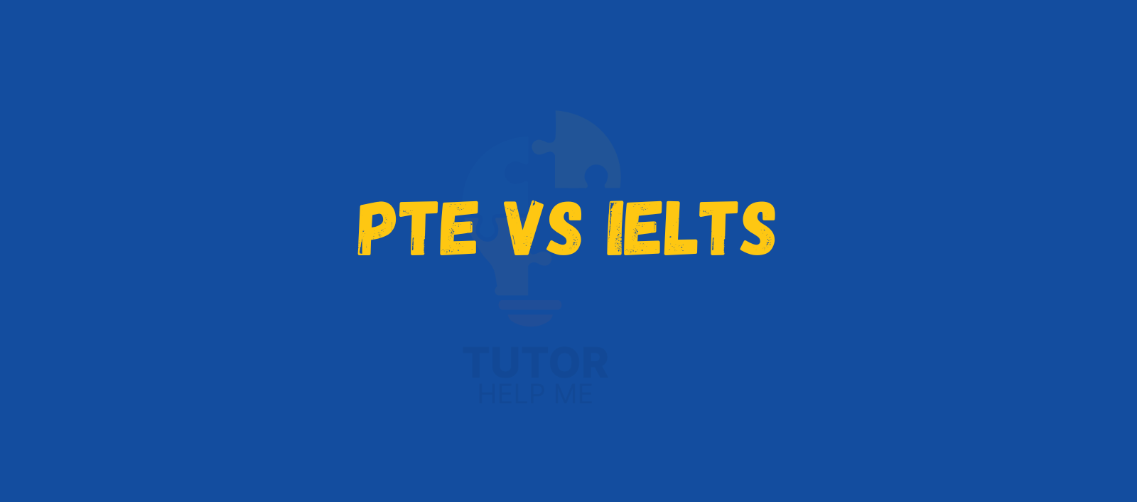 Text graphic comparing PTE vs IELTS on a blue background, emphasizing the differences in English language proficiency tests.